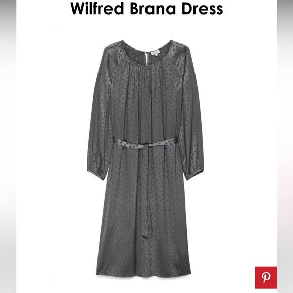 NWT Aritiza Wilfred Black Silk Brana Polka Dot Pocket Dress with Tie XS - Picture 3 of 7